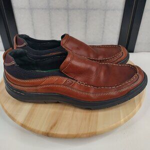 Clarks Slip On Leather Loafer Work Lightweight Cognac/ Brown Men US 11M